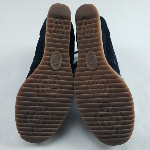 Sofft Bellview Wedge Ankle Boot Womens 11 Black Suede Side Zip Perforated Bootie - Picture 10 of 11